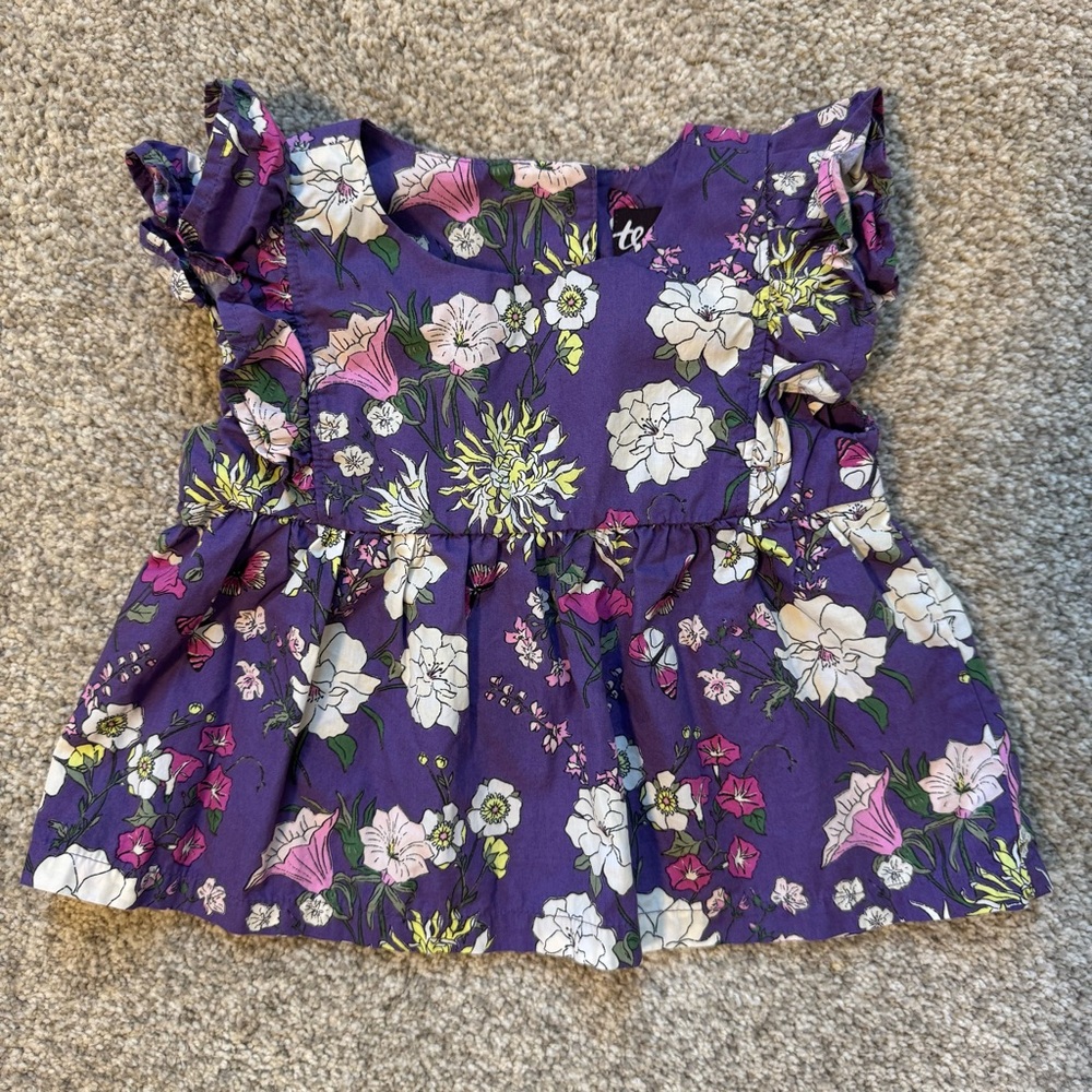 Tea Collection Purple Floral Kids Blouse